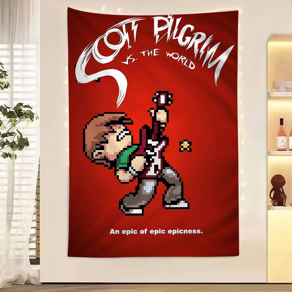 Vintage Film Scott Pilgrim VS The World Buntes Wandbehang Wandbehang Tarot Hippie Wandteppiche Schlafsaal Wandkunst Dekor