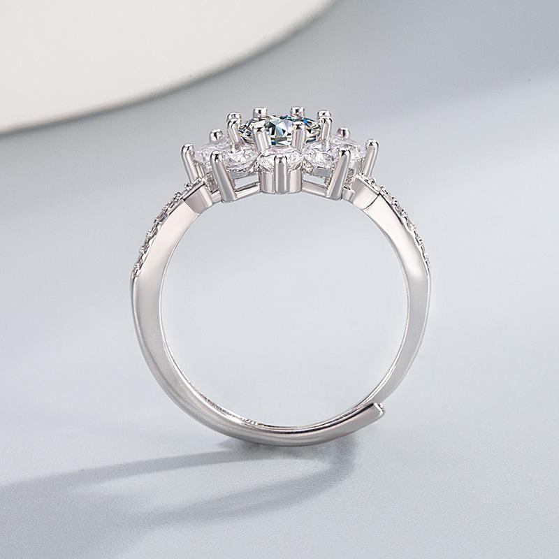 European & American Sunflower Moissanite Ring - Simulated Diamond Flower Accessory