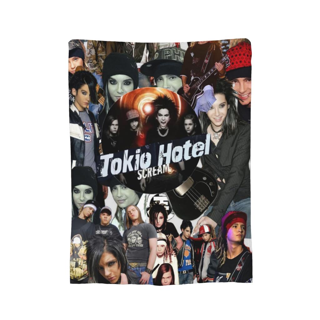 Coperta di Flanella Zimmer 483 Tokio Hotel Banda Rock Tour Moda Plaid per Letto Divano Divano 150*125cm Peluche Trapunta Sottile,
