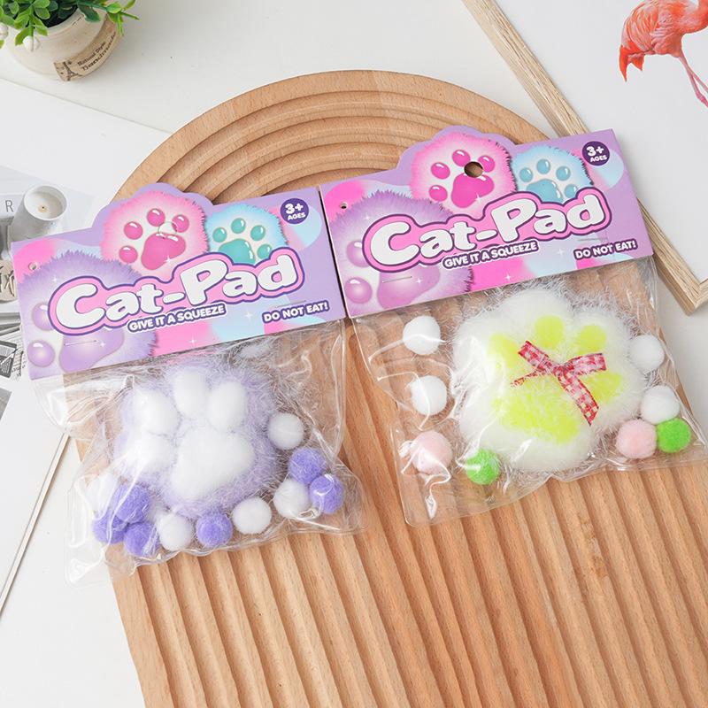 New Colorful Plush Cat Paw Shape Squeeze Toys Pink Tender Soft Muddy Texture Decompression Slow Rising Toys for Kids Adult