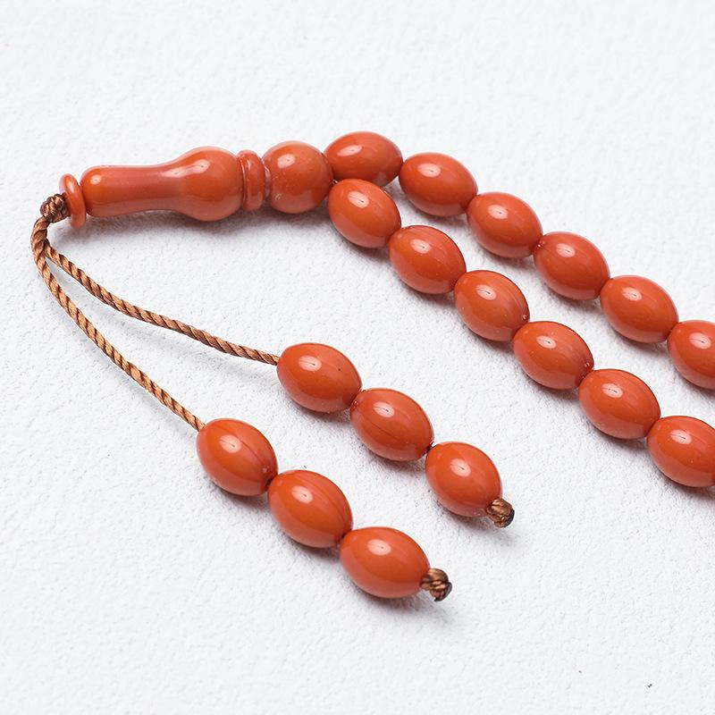 Islamic 33-Bead Tasbih Prayer Rosary, 9x12 mm Beads, Middle Eastern Hui Hand String