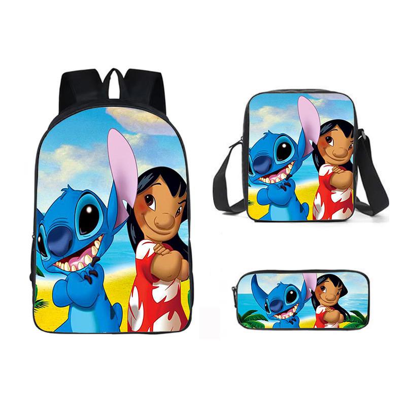 Stitch Cartoon Backpack For Kids Oxford Fabric Waterproof School Bag With Breathable Straps