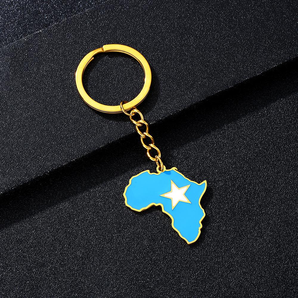 Portachiavi Premium in Acciaio Inossidabile con Ciondolo Mappa Bandiera Africa Ghana Nigeria Capo Verde Congo Uganda Regalo per Appassionati di Viaggi