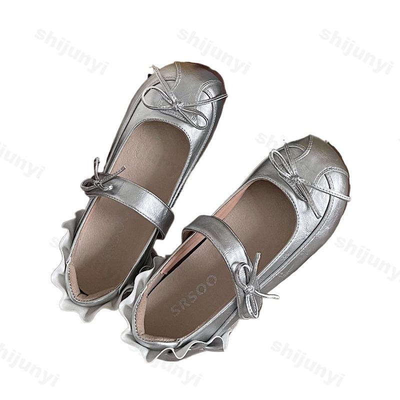 Women's Flat Ballet Shoes 2025 Autumn New Vintage Bow Knot Mary Jane Shoes Lightweight Comfortable Non Slip Casual Shoes