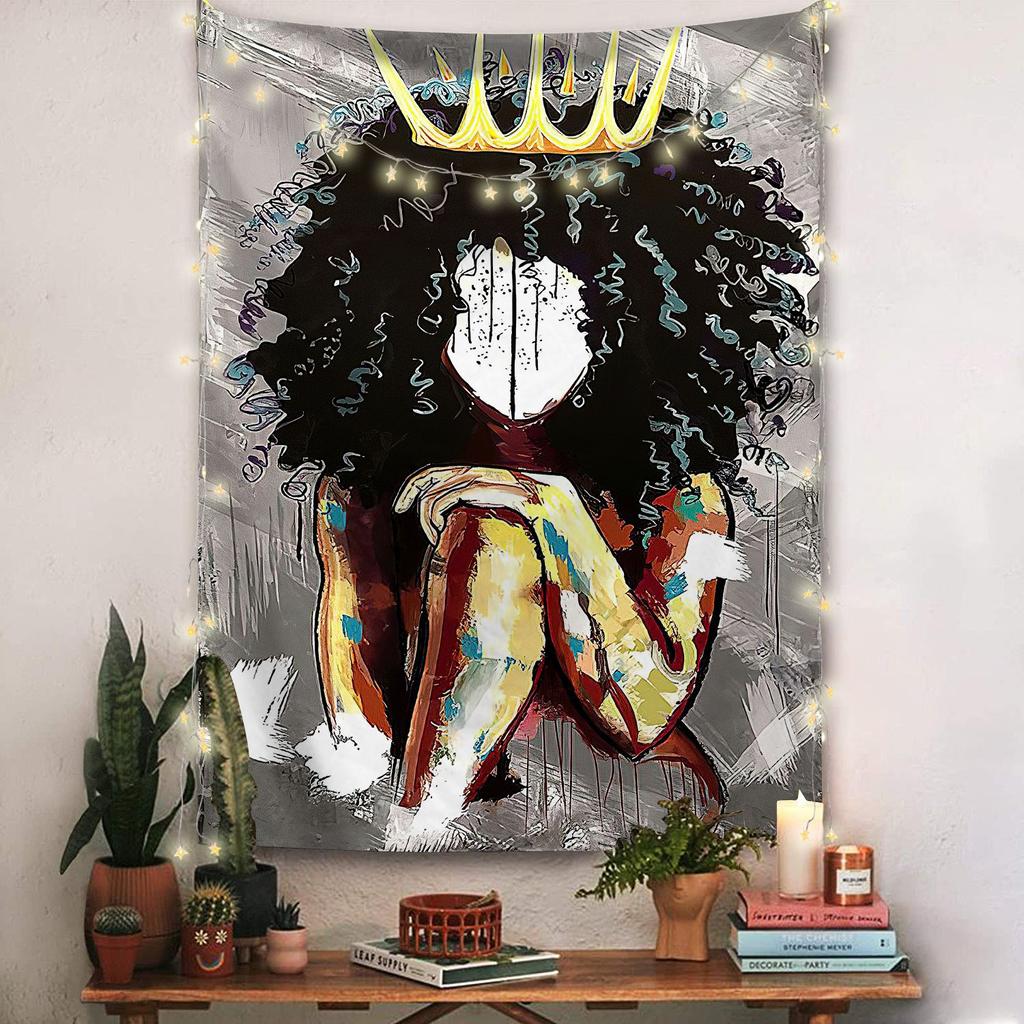 Garden tapestry moon phase tapestry flowers vines black background cloth home decoration wall carpet hanging cloth