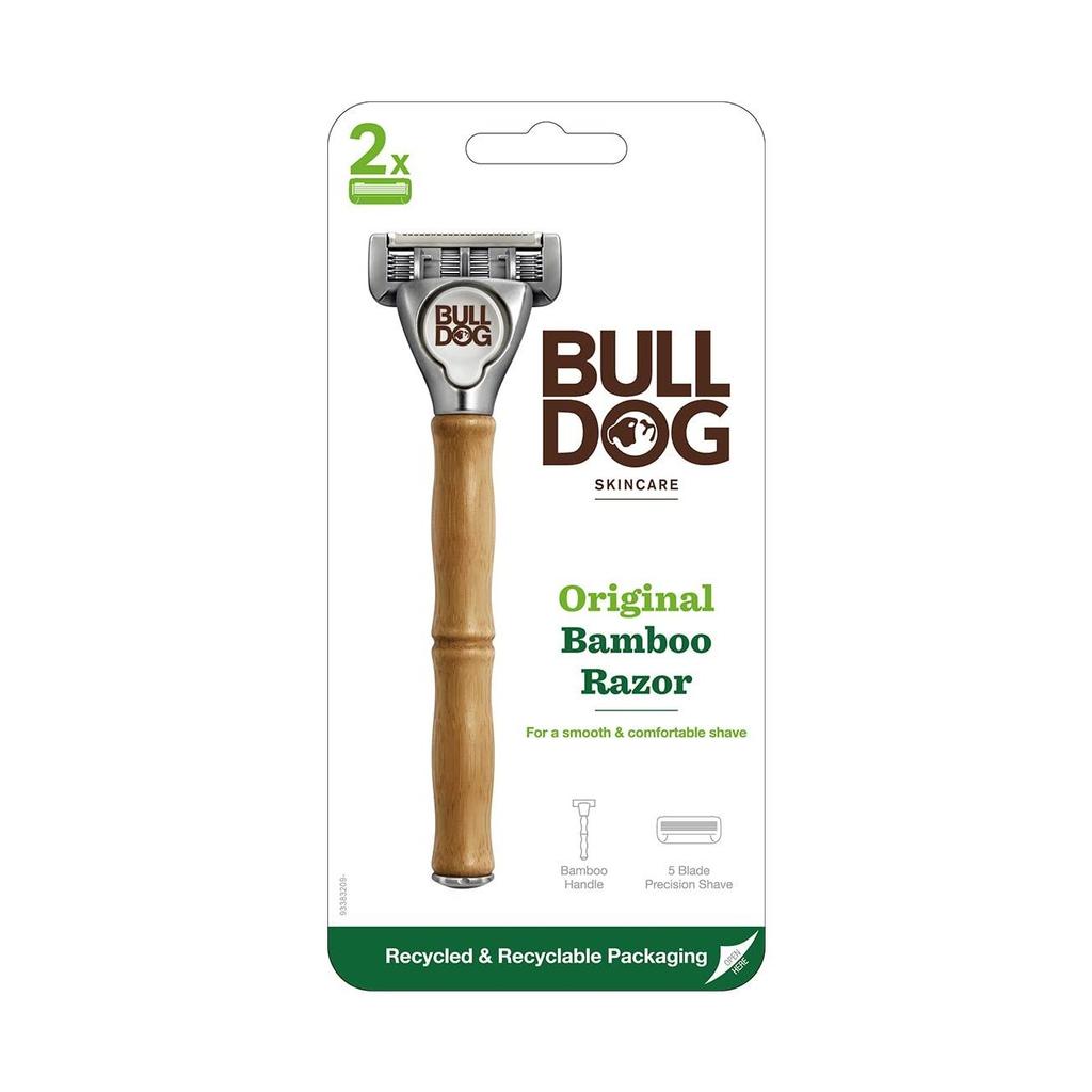 Bulldog Original 5-Blade Bamboo Holder (with Blades + 2 Replacement Blades) Shaving Razor Men