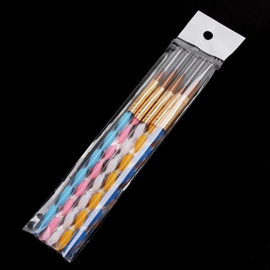 5pcs/set Nail Print Pen Crystal Handle Acrylic Art Nail Brush Kit for For Crystal UV Gel Painting Flower Pens Nails Art Tools