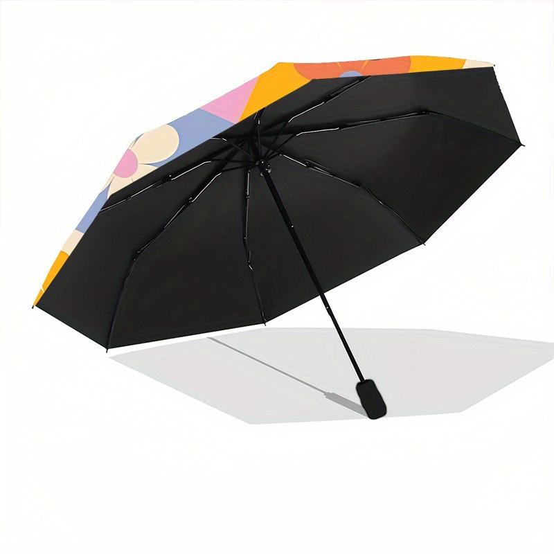 1pc Floral Pattern Automatic Folding Umbrella, 8-Rib Sturdy Canopy, Portable Travel Umbrella for Outdoor Use,103