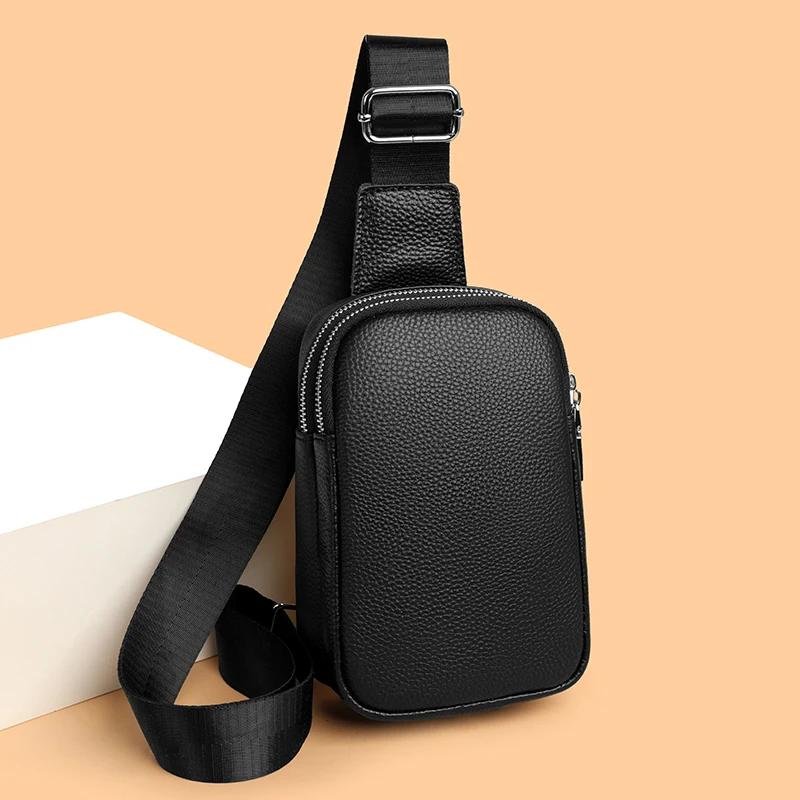 Luxury Genuine Leather Women's Chest Pack Shoulder Bag Fashion Messenger Sling Bag Brand Leisure Travel Bags Crossbody Unisex
