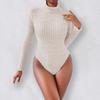 Women's Long Sleeve High Neck Bodysuit Fall Slim Fit Ribbed Knit Sweater Tops Sexy Bodycon Stretchy Basic Bodysuit