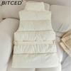 BITCED Autumn/Winter Women's Fashion Solid-Colour Belted Cotton Jacket, Fashionable Waistcoat, Stand-Up Collar Puffer Coat