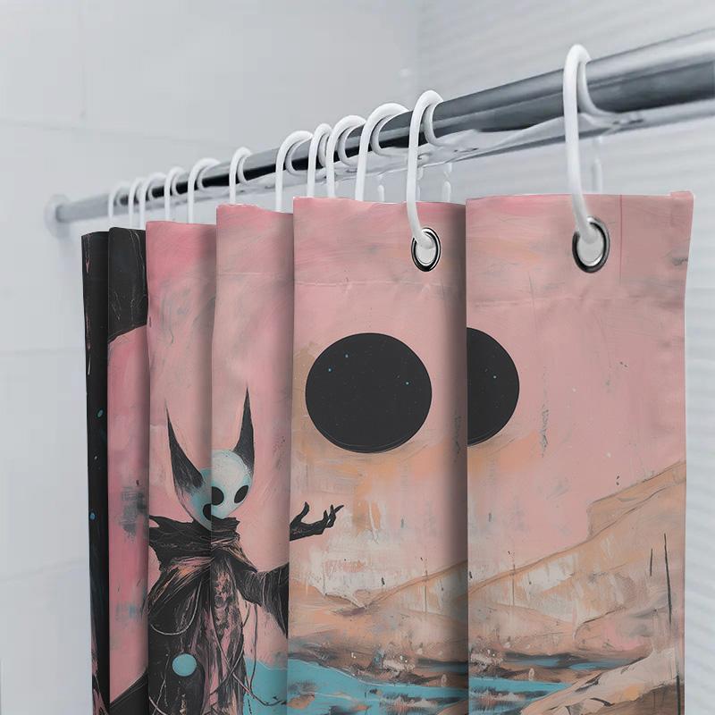 Stylish Pink Moonlit Art Shower Curtain For Modern Bathrooms Perfect Decorative Bathroom Accessories In Blue Ocean Water Style