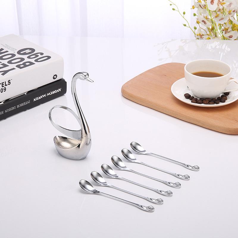 

Cygnus, Сплав цинка, Набор фруктовых вилок и ложек, Подставка, Мода, Западная столовая посуда, Кофейная ложка, Креативная столовая посуда