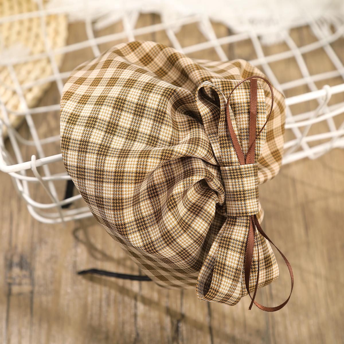 

AWAYTR Клетчатая шляпа-бант, повязка для волос, модные тканевые резинки для волос, обруч, плетеная повязка на голову для взрослых девушек, головной убор