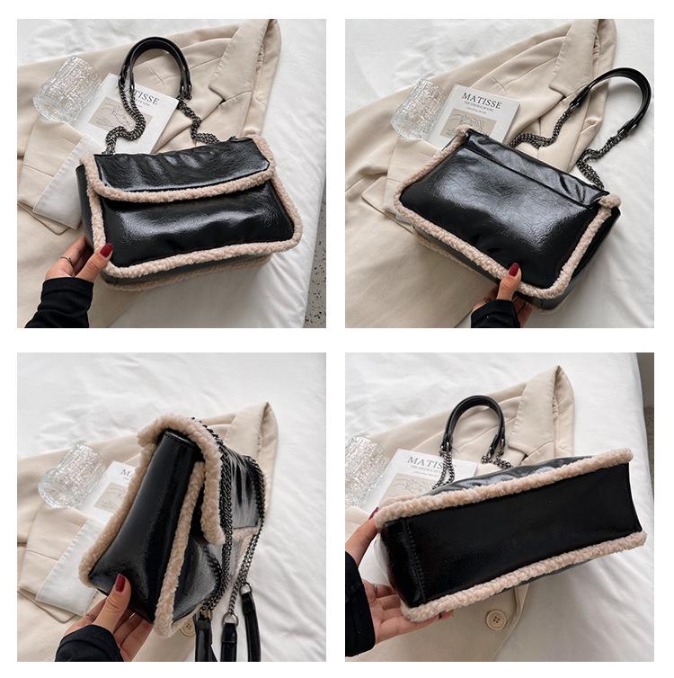 Damers Mångsidiga Plyschkedja Axelväska - Stor Kapacitet Höst/Vinter Mode Crossbody