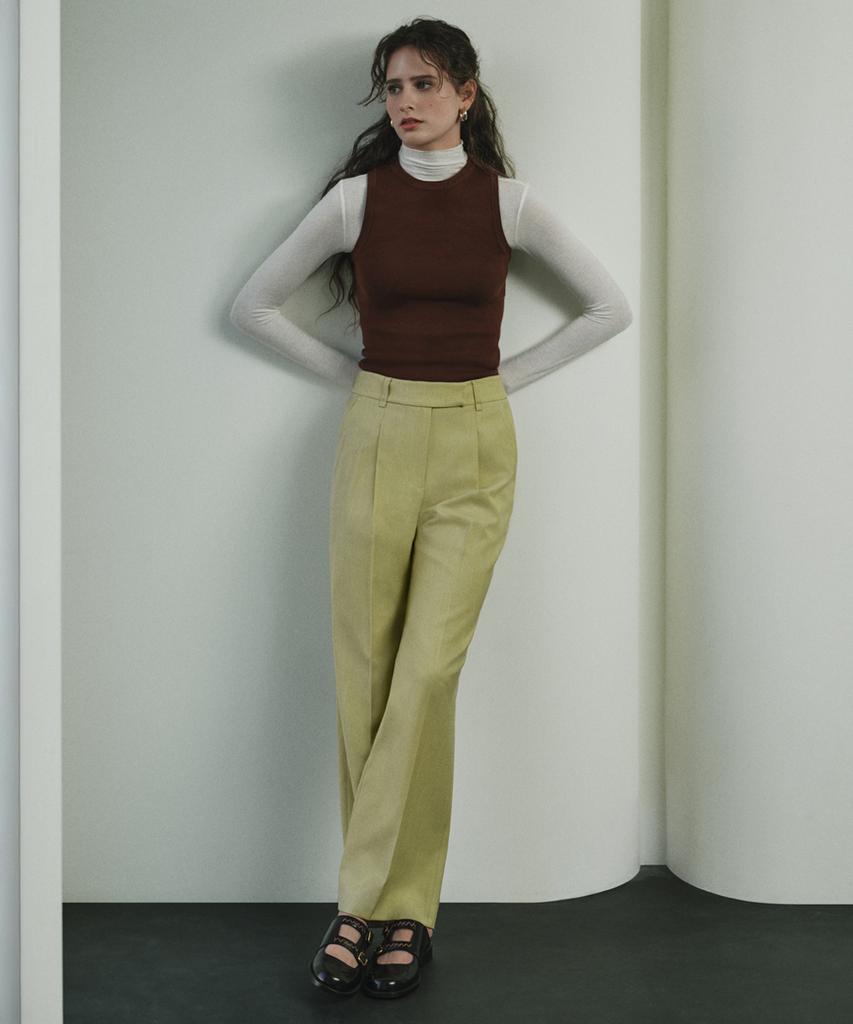 Boleugosesia Wool Blend Tuck Pants Misty Khaki
