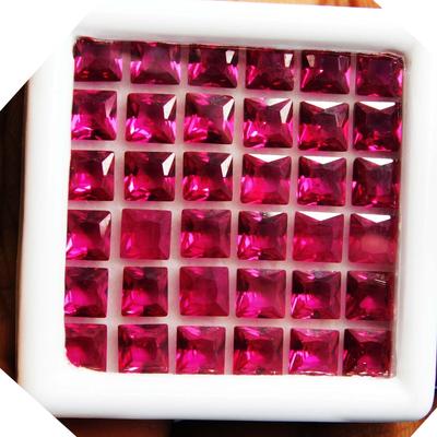 24 PCS NATURAL Red RUBY Loose Gemstone   Square Shape Lot