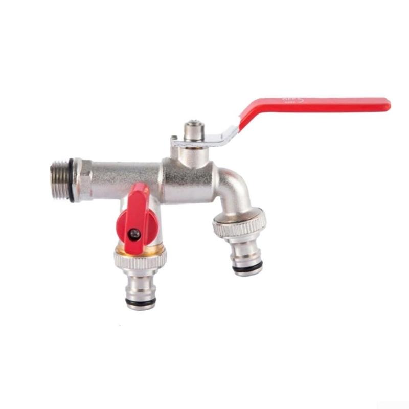 Stabile 3/4-Zoll Messing Wasserhahn Frostsicher und Rostfrei mit Doppel-Auslass Designs für Garten und Waschmaschinen