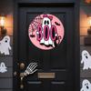Wooden Pendant Sign Wooden Pink Ghost BOO Door Decor Fall