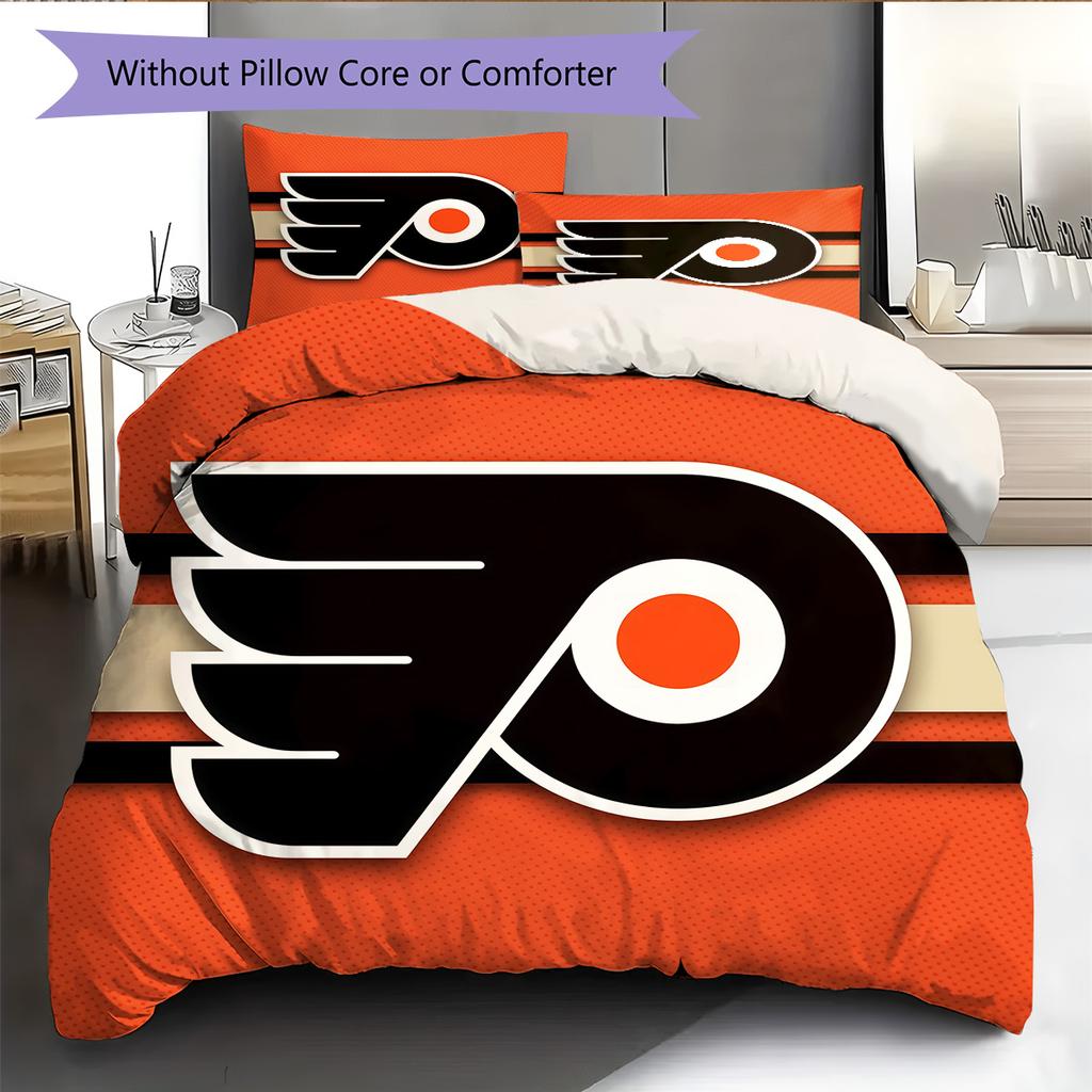 Philadelphia Flyers2 Pattern Bedding Quilt Set Home Decoration Gift (1 * duvet cover + 2 * pillowcase without core)