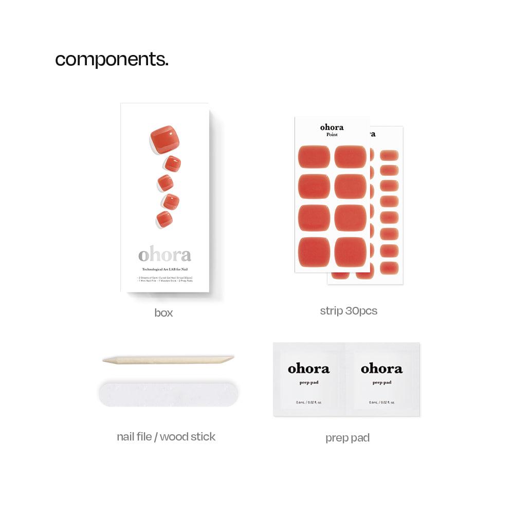 OHORA Pedi Gel Nail Strips Collection Glossy Summer Pedicure Nail Art Stickers (7 Types)