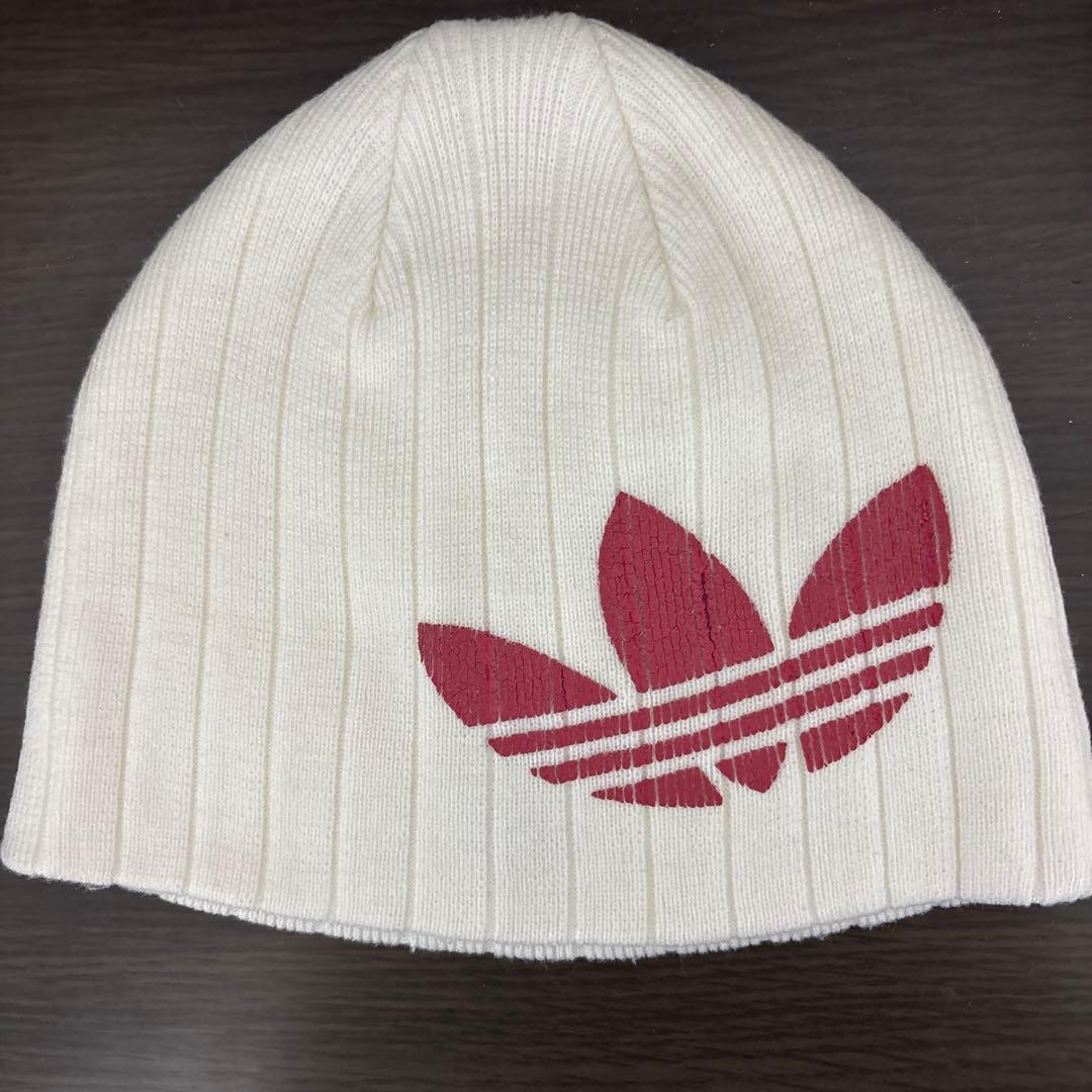 Used adidas knit hat beanie white