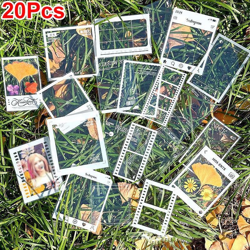 

20PCS Specimens Handmade Plastic Wrap Sticker Transparent Artistic Frame Type Handmade DIY Bookmarks Leaves Dried Flowers Plants 20pcs