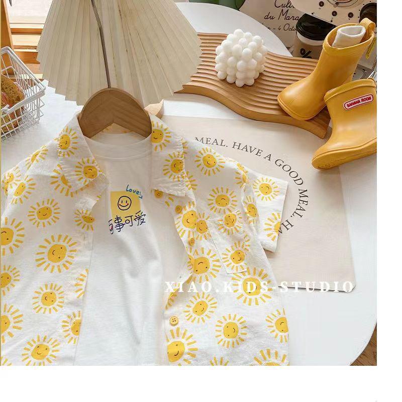 Cămăși Casual Florale de Vară pentru Băieți - Mâneci Scurte Stil Trendy de Plajă pentru Copii