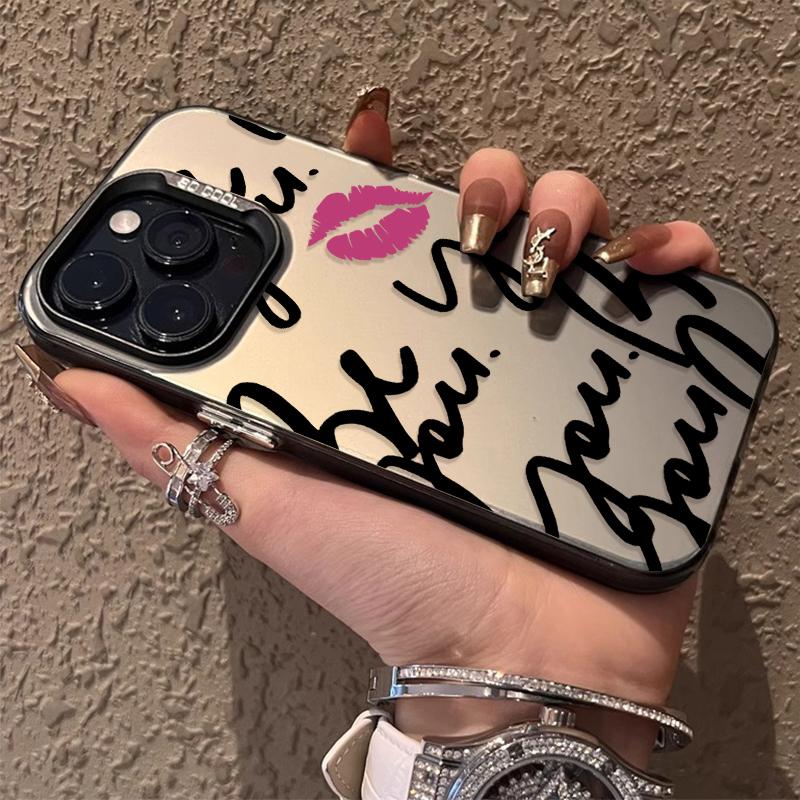 Fashion Lip Print English Plating PC Case for Xiaomi Redmi Note 13 14 12 11 Pro Plus 4G 5G 12S 11S 10S 10 9 9S 12C 13C 14C A3 A4