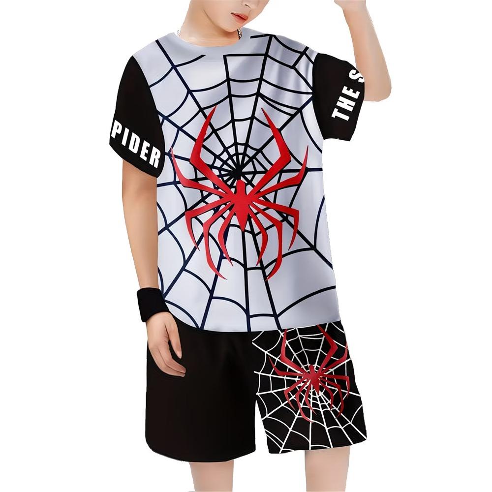 Cross Border Popular Trend Fashion Anime Cartoon 3D Printed T-shirt for Boys, Casual Sports Short Sleeved Set