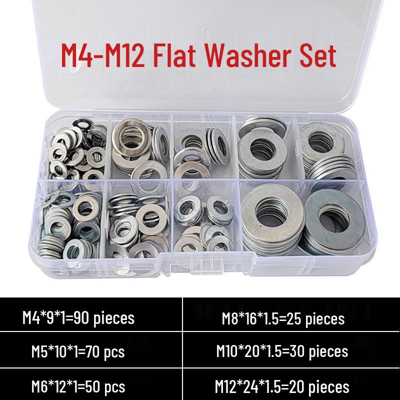 Galvanized Metal Flat Washer - Thin, Thickened, Enlarged Edge, Round, Sizes M3 to M10