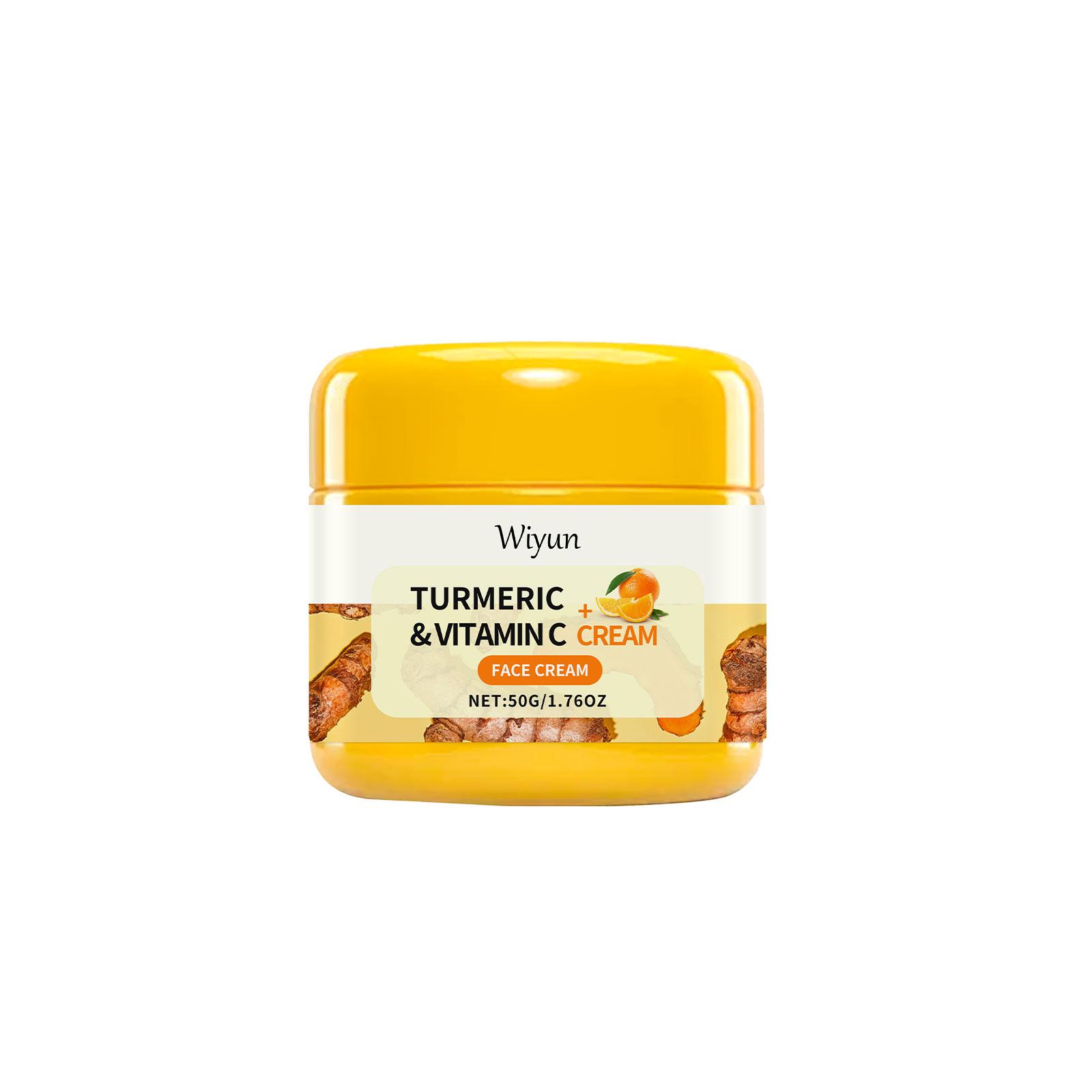 Куркума Осветляющий Крем Уменьшает Пигментные Пятна Удаляет Пигментацию Разглаживает Мелкие Морщины Осветляющий Лифтинговый Увлажняющий Крем для Лица с Витамином С 50g