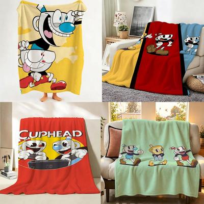Game C Cuphead Throw Hot Flannel Throw Blanket Suitable for Sofa Living Room Bedroom Soft