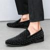 Hip-hop Rivet Rhinestones Pointed Slip On Shoes Men Designer Rock Punk Loafers Formal Wedding Prom Dress Homecoming Footwear