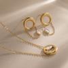 Wondershare 18K Gold Stainless Steel Jewelry Set: Versatile Necklace & Earrings