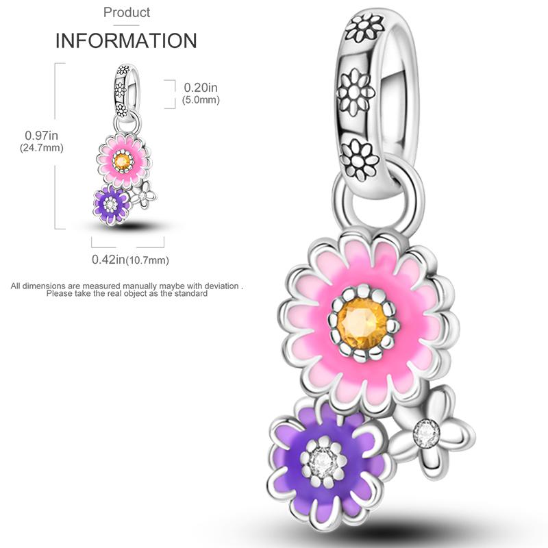New Copper Charms Beads Sunflower Flower Daisy Original Charm Pendant Fit Charm Bracelets Diy Jewelry Birthday Gift
