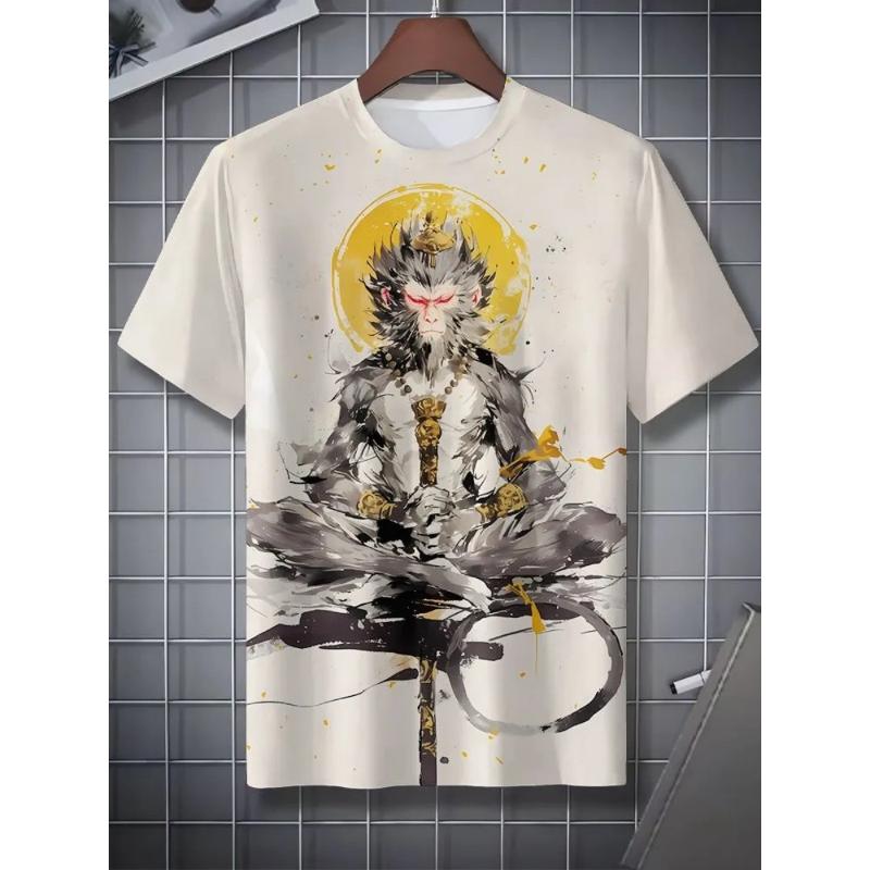 

Мужская футболка Street Fashion с 3D-печатью, животный принт, короткий рукав, круглый вырез, пуловер, повседневный топ S