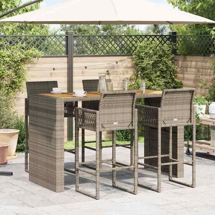 VidaXL Ensemble de bar de jardin 5 pcs sans coussins gris poly rotin 3328893