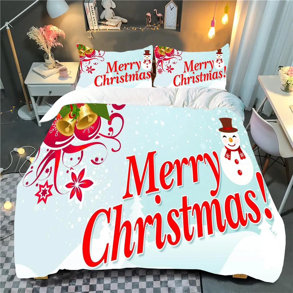 Merry Christmas Bedding Sets 3Pcs Duvet Cover Set Fashion Pattern Comforter Duvet Cover Pillowcase Home Textiles Kids Gifts