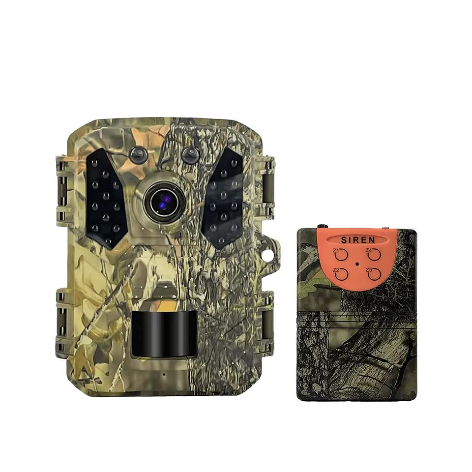 Nachtversion Wildkamera für die Jagd IP66 wasserdichte versteckte Außenkamera mit drahtlosem Detektoralarm, 1080p 30fps