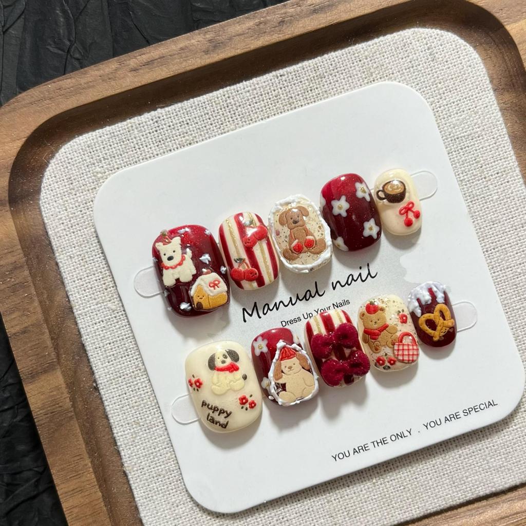 Cute Cartoon Girl Nail Art Stickers - Removable, Short & Round Wearable Design (A645)