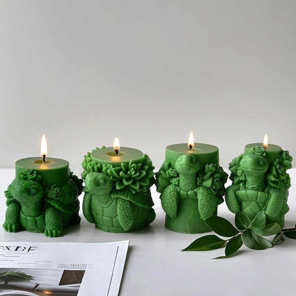 3D Tortoise Succulent Cactus Silicone Candle Mold Handmade Gift Crafts Plaster Resin Mold DIY Turtle Handmade Soap Candle Making