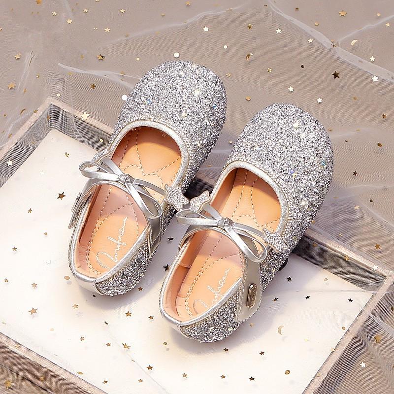 Youth Style Shoes Girls Princess Flat Shoes Formal Dress-Up Events Soft Sole PU Leather Slip-On With Pink