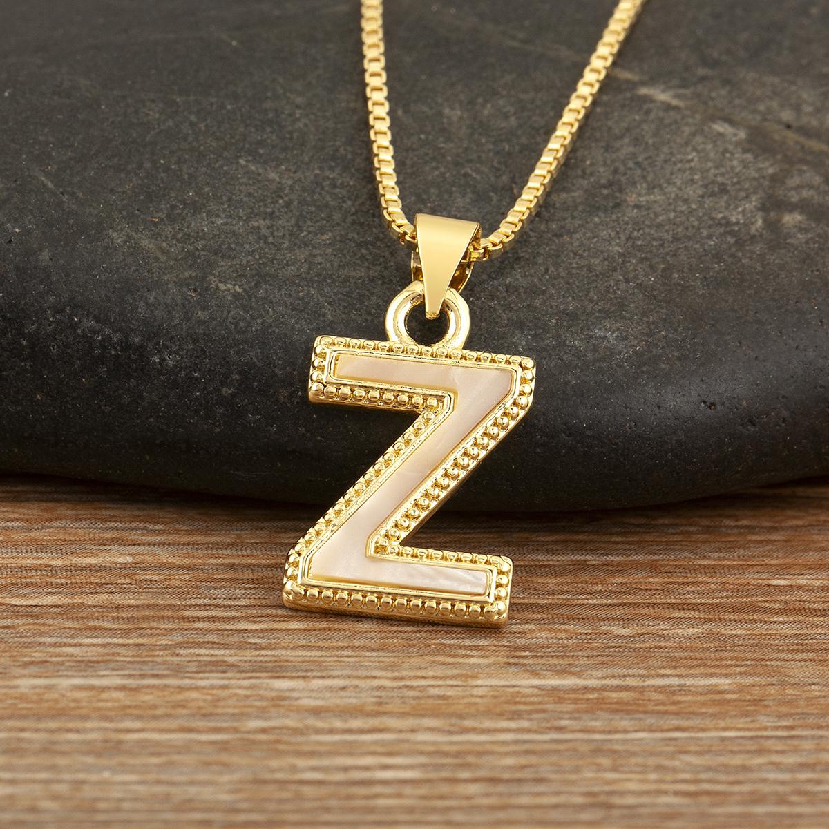 

Nidin High Quality A-Z Letters Inlaid Pearl Charm Pendant Necklace For Women Men English Letter Initial Alphabet Copper Jewelry