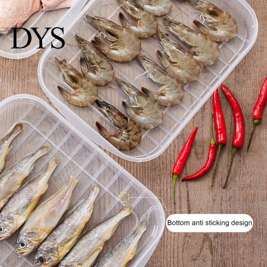 Food Storage Box Transparent with Lid PP Vegetables Seafood Fish Refrigerator Organizer Kitchen Tools