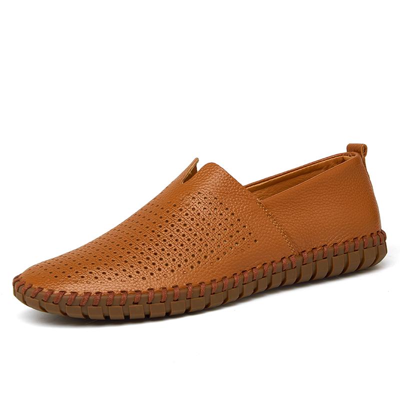 Fashion Genuine Leather Men's Loafers Handmade Casual Shoes Leisure Walk Man Driving Flats Slip-on Shoes Comfy Moccasins Plus Size 38-50
