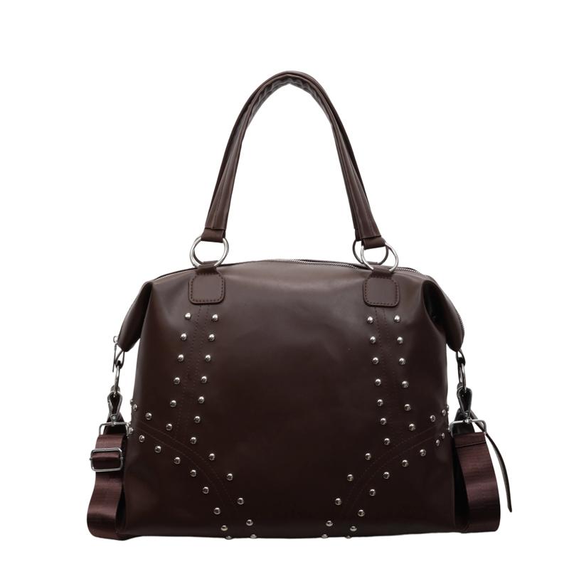

Rivet Shoulder Bag Large Capacity Travel Bag Women s Commuter Underarm Bag кавовий