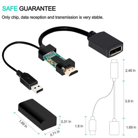 4K USB Powered HDMI-compatible Male To DP Display Port Female Converter Adapter Devices