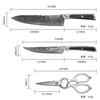 Sunnecko Damascus Knife Petty and Kitchen 203mm Set Chef's Knife, Knife, Scissors,