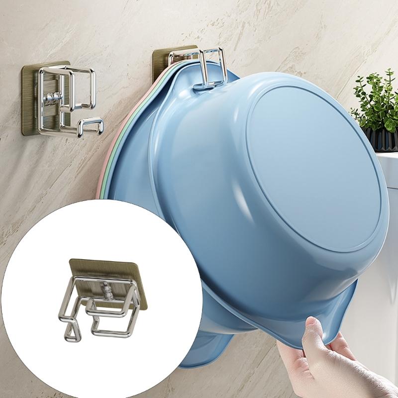 Rusts Resistant Steel Basin Hanger Adhesive Mount Space Saving Waterproof Bathroom Kitchen Storage Rack Hanging Hook